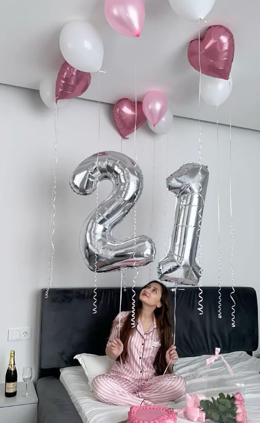 40 Inch Big Silver Number 12 Balloon Birthday Decoration, Number 12 Helium Balloon 12 21 Celebration, Boy Girl Baby Anniversary Party Graduations Supplies Decorations