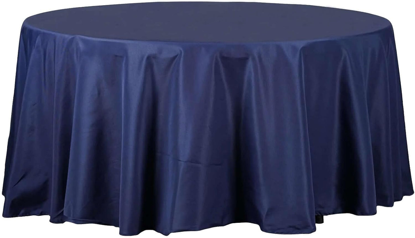 Efavormart Round Tablecloth, 120 Inch Stain & Wrinkle Resistant Washable Table Cloth, Decorative Polyester Fabric Table Cover for Banquet, Wedding, Dining - Navy Blue
