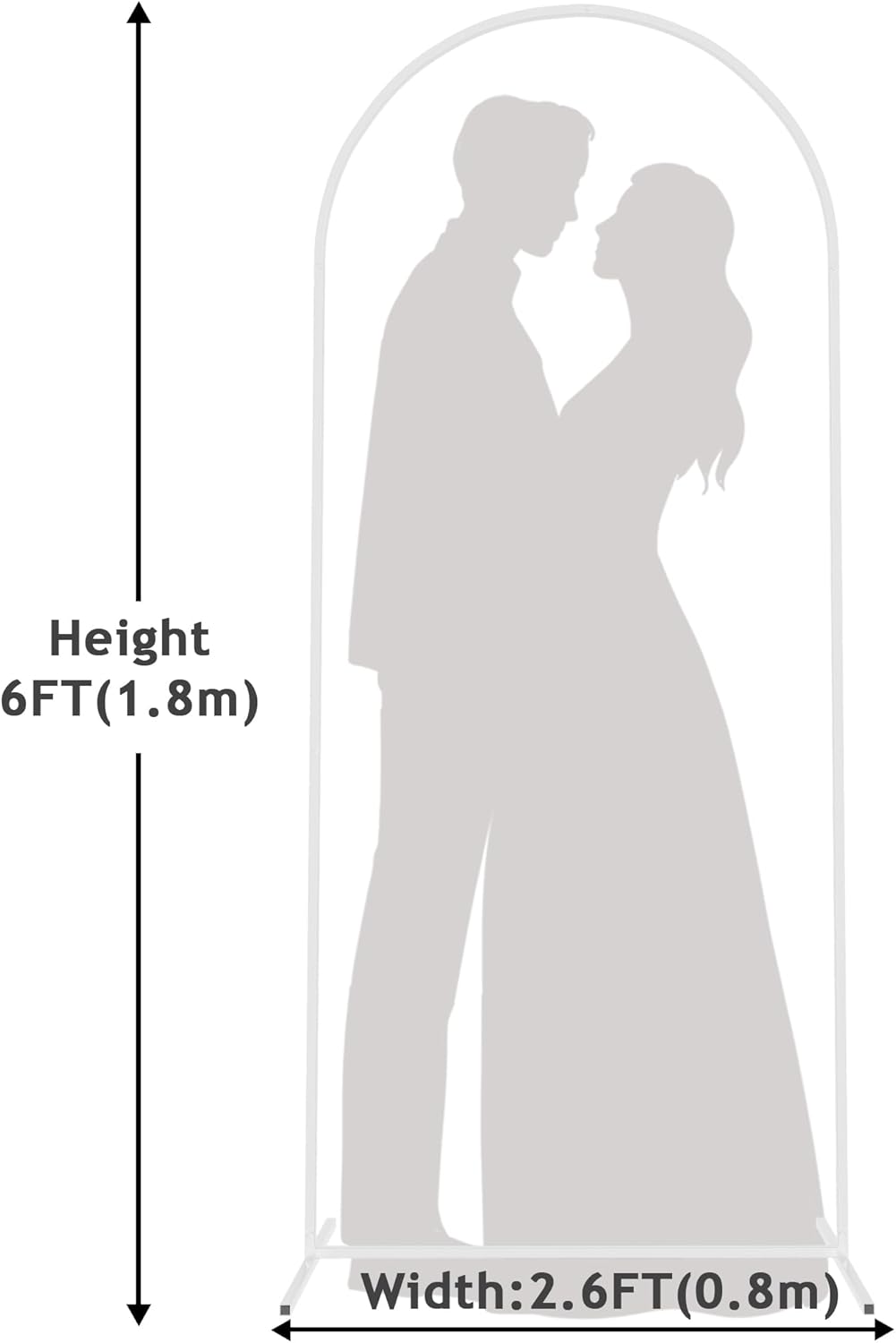 Putros 6FTx2.6FT White Metal Wedding Arch Balloon Backdrop Stand Arched Frame for Ceremony Birthday Party Anniversary Bridal Graduation Decoration