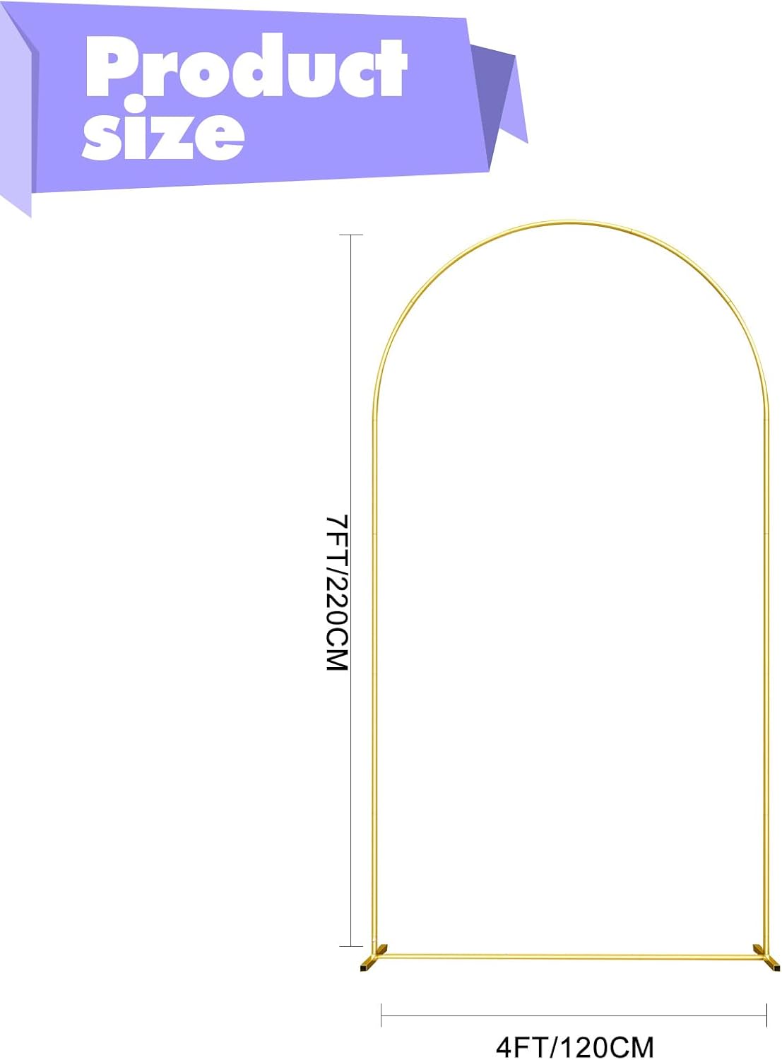 Wedding Arch Backdrop Stand 7.2FT Gold Wedding Balloon Arched Backdrop Stand Square Arch Frame for Birthday Party Bridal Baby Shower Ceremony Decoration