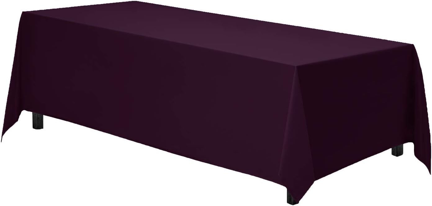 Gee Di Moda Rectangle Tablecloth - 70 x 120 Inch Eggplant - Heavy Duty Washable Polyester - For 6 or 8 Foot Rectangular Table