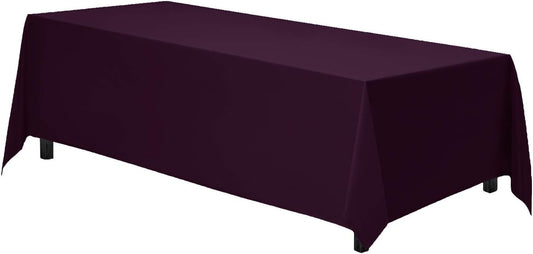 Gee Di Moda Rectangle Tablecloth - 90 x 156 Inch Eggplant - Heavy Duty Washable Polyester - 8 Ft Table, Holiday Party, Wedding & Baby Shower