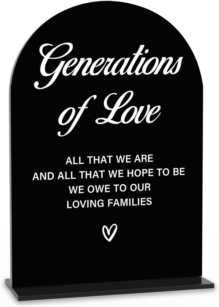Acrylic Wedding Sign Generations of Love Sign for Wedding Wedding Signs for Ceremony Modern Calligraphy Arch Acrylic Table Top Sign for Wedding Reception and Event Party Table(black）