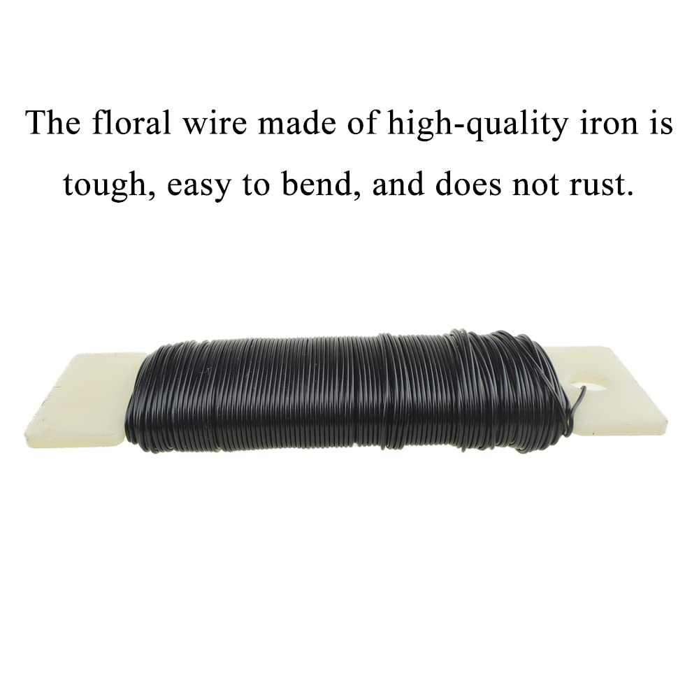 HAHIYO 22Gauge Black Wire - 1Roll, 38Yards (115Feet) Flexible Floral Wire for Crafts, Christmas Wreaths, Tree & Flower Arrangement, Wedding DIY
