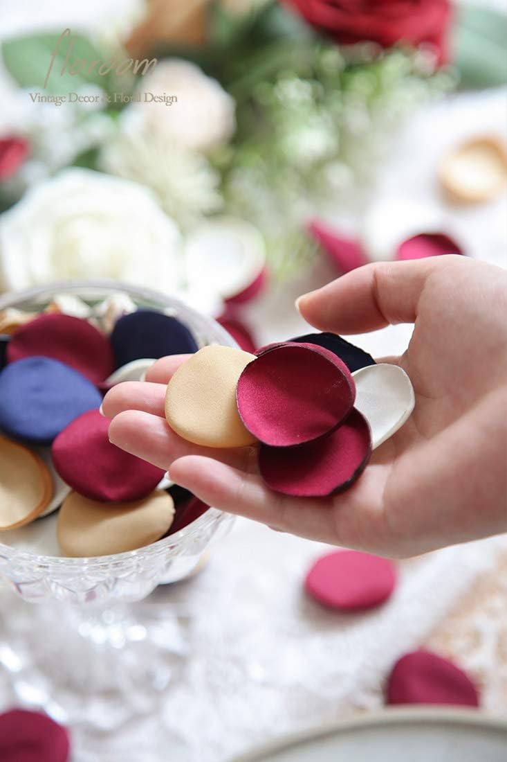 Floroom 500pcs Rose Petals Burgundy Navy Faux Silk Flower Petals for Wedding Flower Girl Basket Aisle Runner Scatter Dinner Table Centerpieces Party Confetti Bridal Shower Romantic Night Decoration