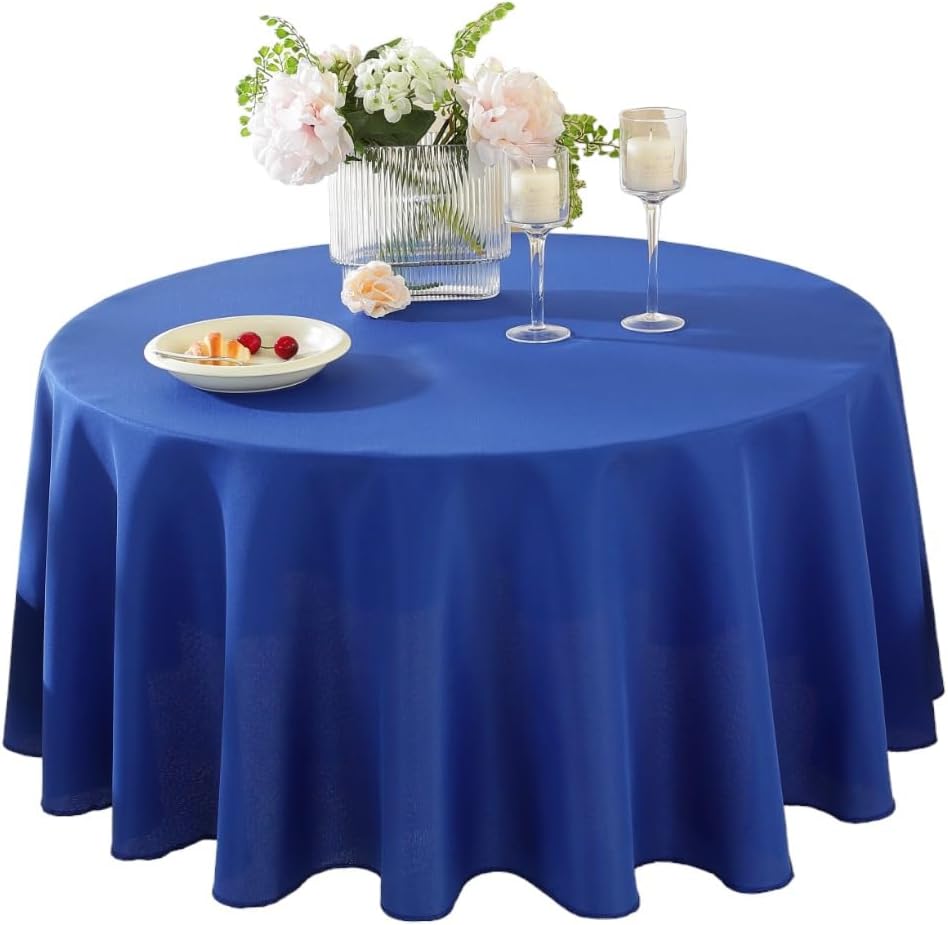 Craft And Party Round Tablecloth, 108 Inch Royal Blue Tablecloth, Polyester Fabric Washable Table Cloth for Home, Party, Wedding or Restaurant Use.