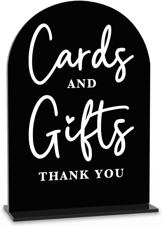 Acrylic Wedding Sign Cards and Gifts Sign for Wedding Wedding Signs for Ceremony Modern Calligraphy Arch Acrylic Table Top Sign for Wedding Reception and Event Party Table(black）