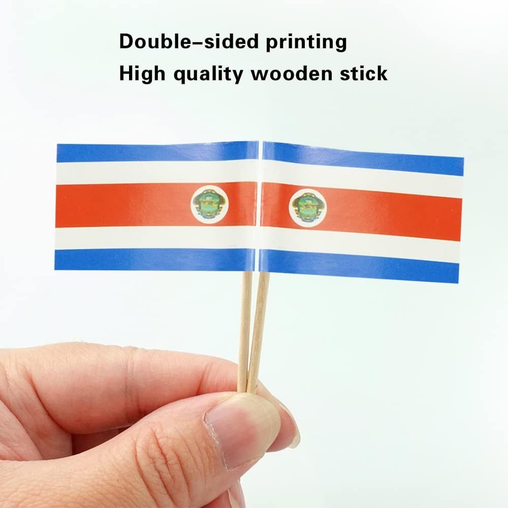 Costa Rica Flag Costa Rican Flag, Small Mini Costa Rican Toothpick Flags for Food, Cupcakes, Cocktails, Appetizers, Bar Party Decorations