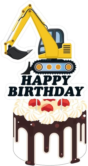 Construction Birthday Party Decorations Set, Happy Birthday Banner, Balloons, Cupcake Toppers, construction vehicles Theme