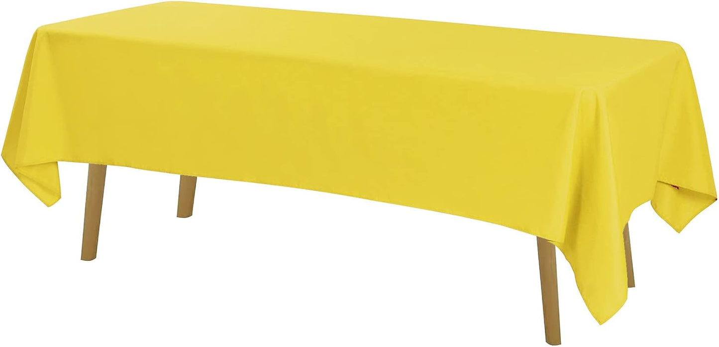 Rectangle Tablecloth 60x84 inch Washable Polyester Fabric Table Cloth for Wedding Party Dining Banquet Decoration（60x84,Yellow）