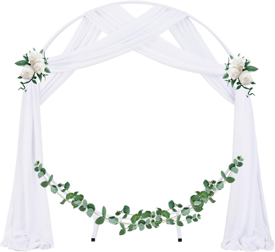 Socomi Wedding Arch Draping Fabric 2 Panels 29" x 19Ft White Sheer Chiffon Curtain Drapes 6 Yards for Wedding Ceremony Birthday Party Decoration