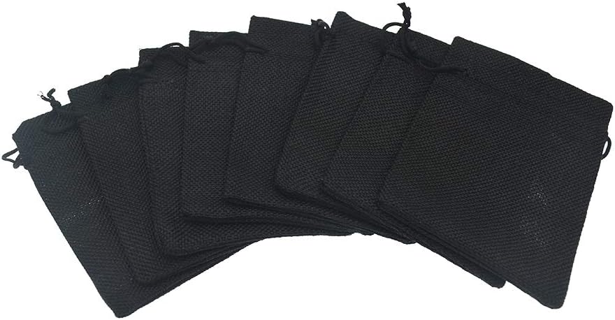 20Pcs Black Burlap Gift Bags with Drawstring, 5.9 x 7.5 Inch Linen Jewelry Gift Bags for Halloween Goodies Christmas Wedding Favor and DIY Craft