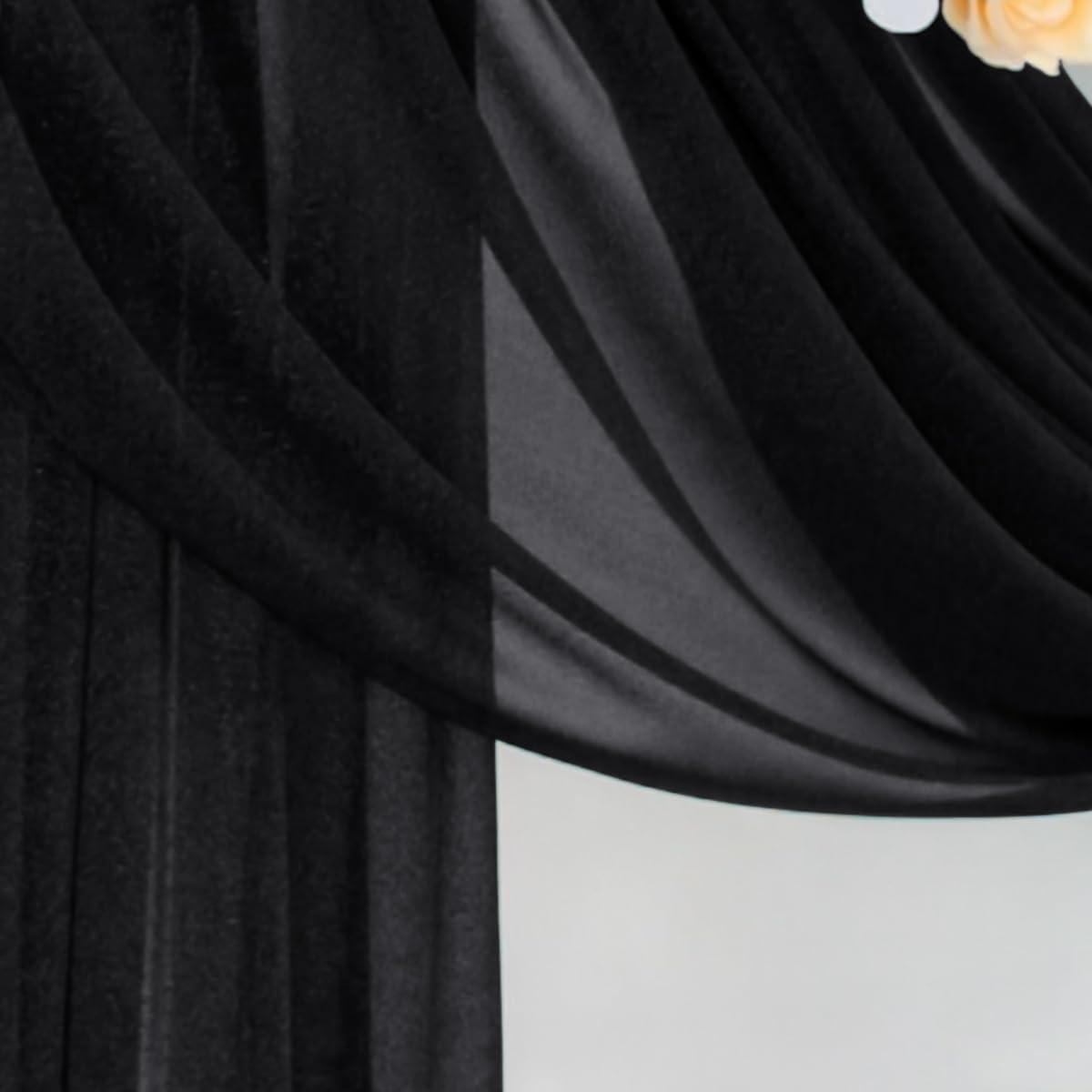 Black Wedding Arch Draping Fabric 2 Panels 29" x 20 FT Black Drapes for Backdrop Sheer Curtains Wedding Drapes for Romantic Bridal Baby Shower Ceremony Birthday Party Fall Outdoor Events