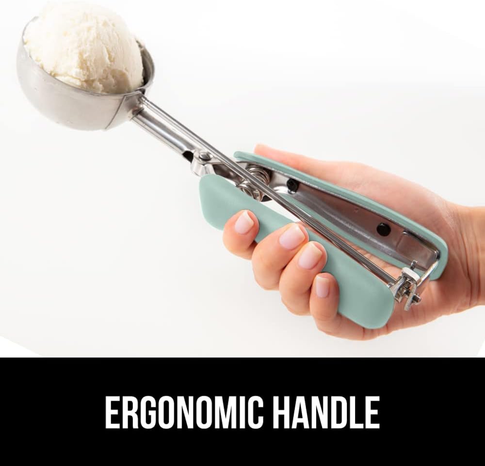 Gorilla Grip Stainless Steel Cookie Scoop for Baking, 2 TSP, Multipurpose Melon Baller, Meatball Spring Scoops, Perfect Portion Sizes, Easy Food Release, Scooper Size 100, BPA-Free Kitchen Tool, Mint