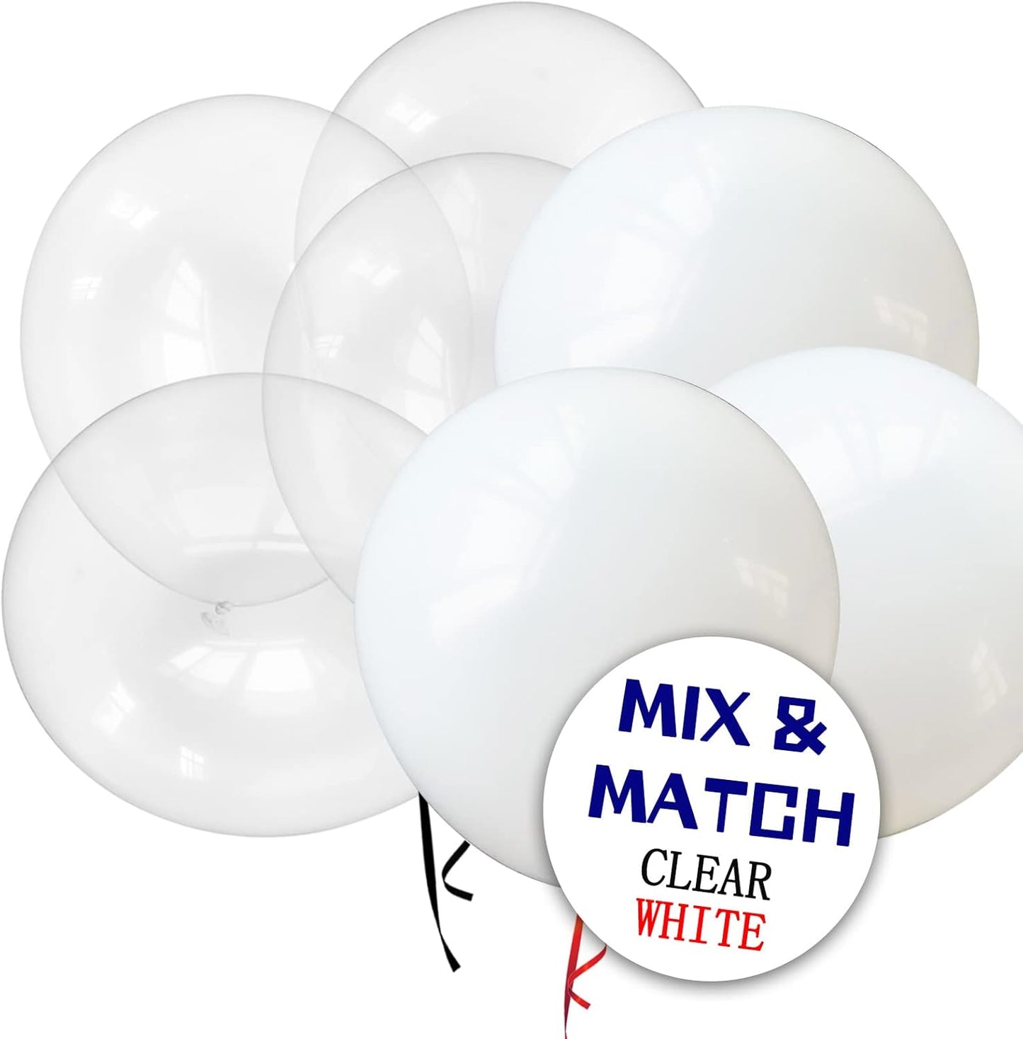 110pcs Clear Balloons, Clear Latex Balloons 12 inch, Transparent Balloon for Birthday Party Baby Shower Wedding(with 2 Ribbons)