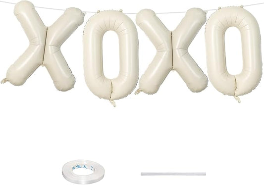 40 Inch Beige XOXO Balloons, Large Cream Mylar Foil Balloon Letter for Valentine's Day, Ivory White Sand XOXO Alphabet Banner Sign for Wedding, Engagement, Marriage, Bridal Shower, Party Decorations