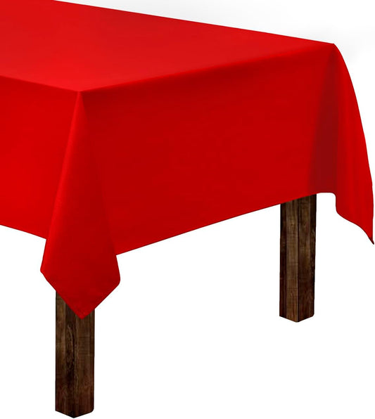 Gee Di Moda Rectangle Tablecloth - 60 x 126 Inch Red Table Cloth for 8 Foot Rectangle Table - Heavy Duty Washable Fabric - for 8 Ft Buffet Table, Holiday Party, Dinner, Wedding & Baby Shower