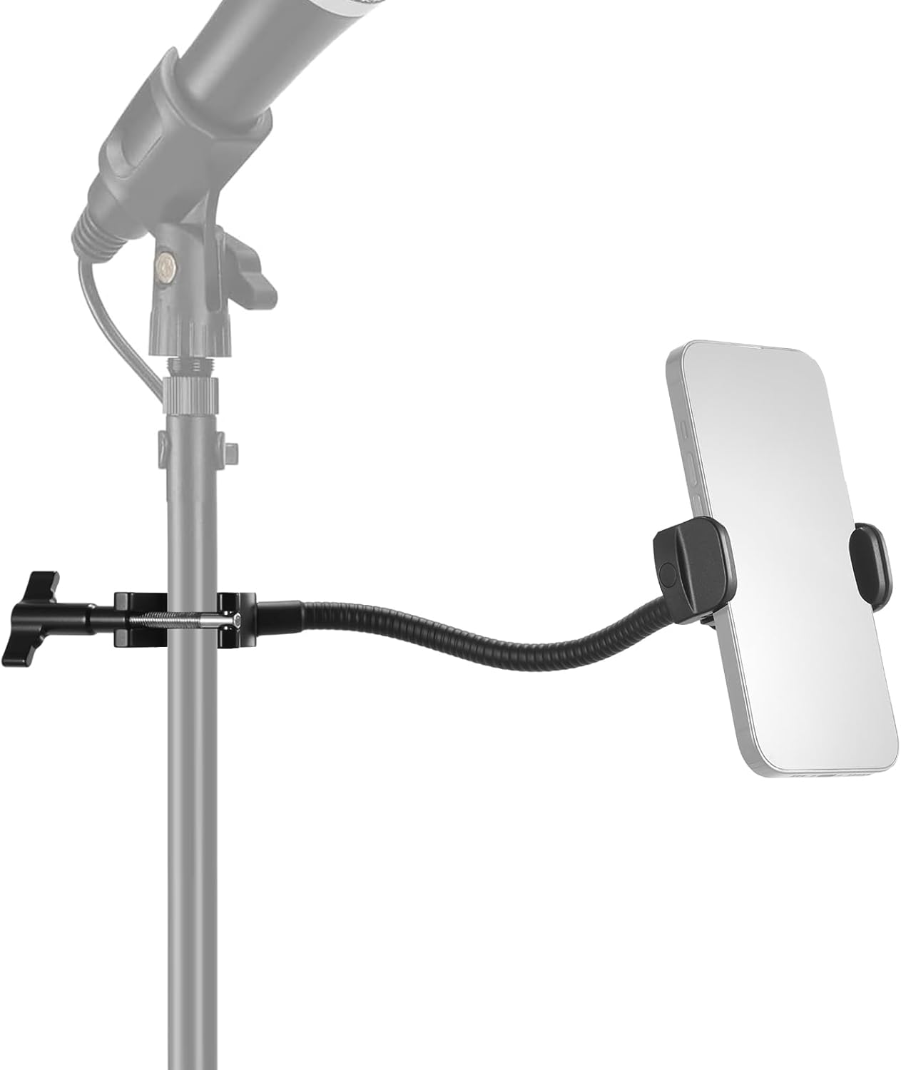 NEEWER BASICS Mic Stand Phone Holder with Flexible Arm, 360° Ball Head Boom Arm Microphone Floor Music Stand Cell Phone Mount Compatible with iPhone Android Samsung Video Recording, MS009