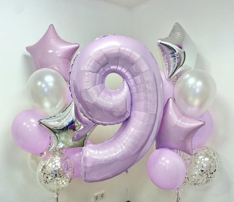 Pastel Dusty Purple Number 18 Birthday Balloons, 40 Inch Foil Number 1 & 8 Balloons for Women, 18th Birthday Balloons Light Purple for 18 Year Old Girls Anniversary Birthday Party Decorations Supplies