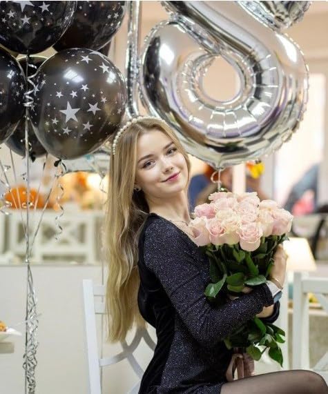 Silver Foil Number 8 Balloon 40 Inch, Helium Mylar Eight Number 8 18 28 38 48 58 80 88 Birthday Balloons, 8th Silver Women Men Wedding Anniversary, Graduations Party Supplies