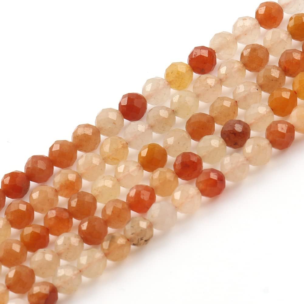 Song Xi 120pcs 3mm Natural Red Aventurine Gemstone Beads Faceted Round Loose Stone Beads for Jewelry Making