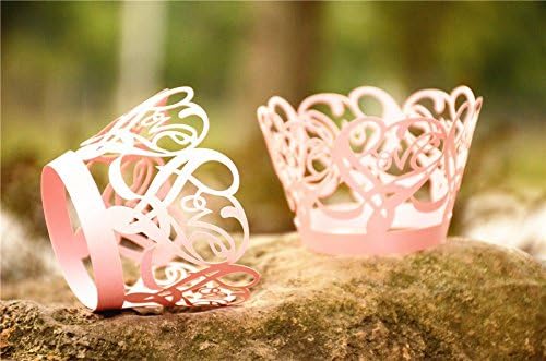 Joinwin Newly Design 48pcs Pink Laser Cut Cupcake Wrappers Wraps Wedding Supplies Accessories Laser Cut Cupcake Wrappers Christmas