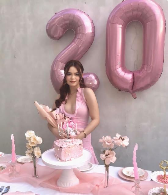 Pearlescent Pink 40 Inch 0 Number Balloons, 0 Decorations for 10 20 30 40 50 60 70 80 90 100Birthday, Foil Giant Birthday Graduations Anniversary Party Balloons