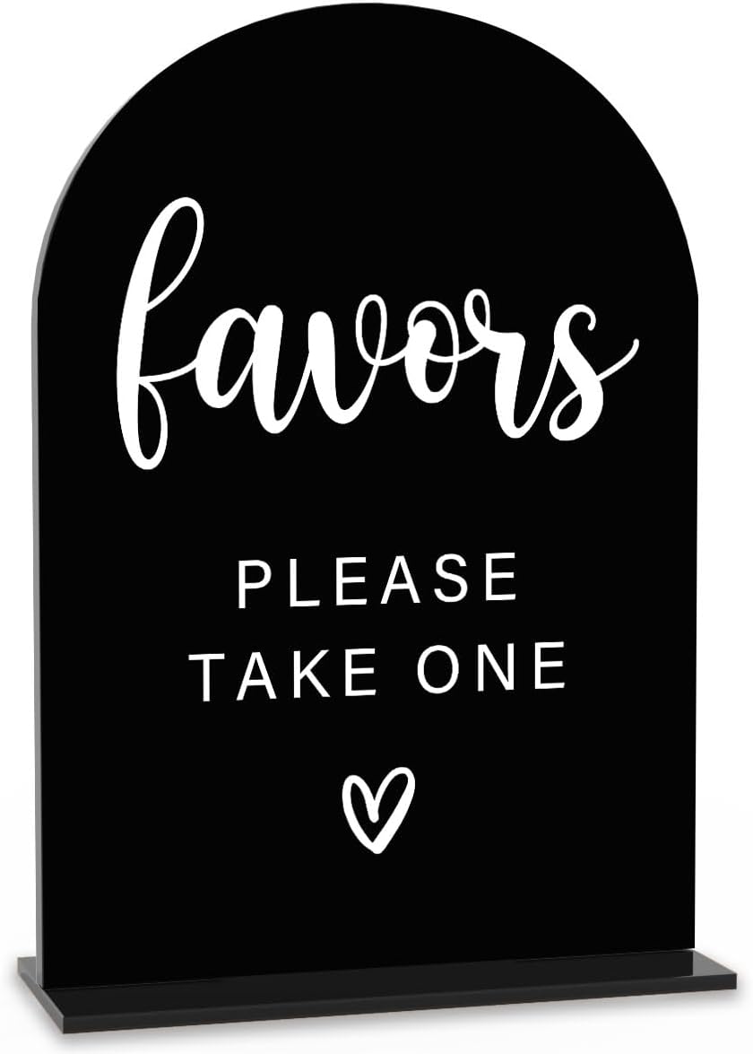 Acrylic Wedding Sign, Bridal Shower Decorations, Favors Please Take One Sign for Ceremony, Modern Font Table Signs, Acrylic Table Top Signs for Wedding Reception and Event Party (Black)