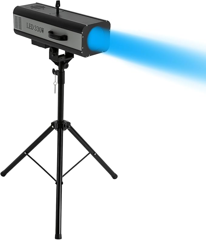 330W LED Stage Spotlight with Tripod, Professional Follow Light with 6 Colors & 3 Color Temperatures (5600K、6000K、3200K), Theater Lights DJ Lighting for Wedding Party, DJ Show, Theater (330, Watts)