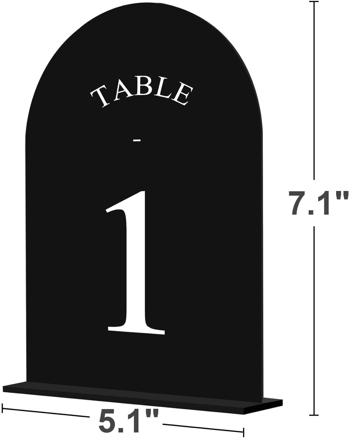 JOYIT Arch Wedding Table Numbers 1-20 with Stands – Double-Sided Printed 5" X 7" Acrylic Table Signs with Black Background White Text, Perfect Acrylic Table Numbers for Wedding Receptions, Parties, Anniversaries, and Events