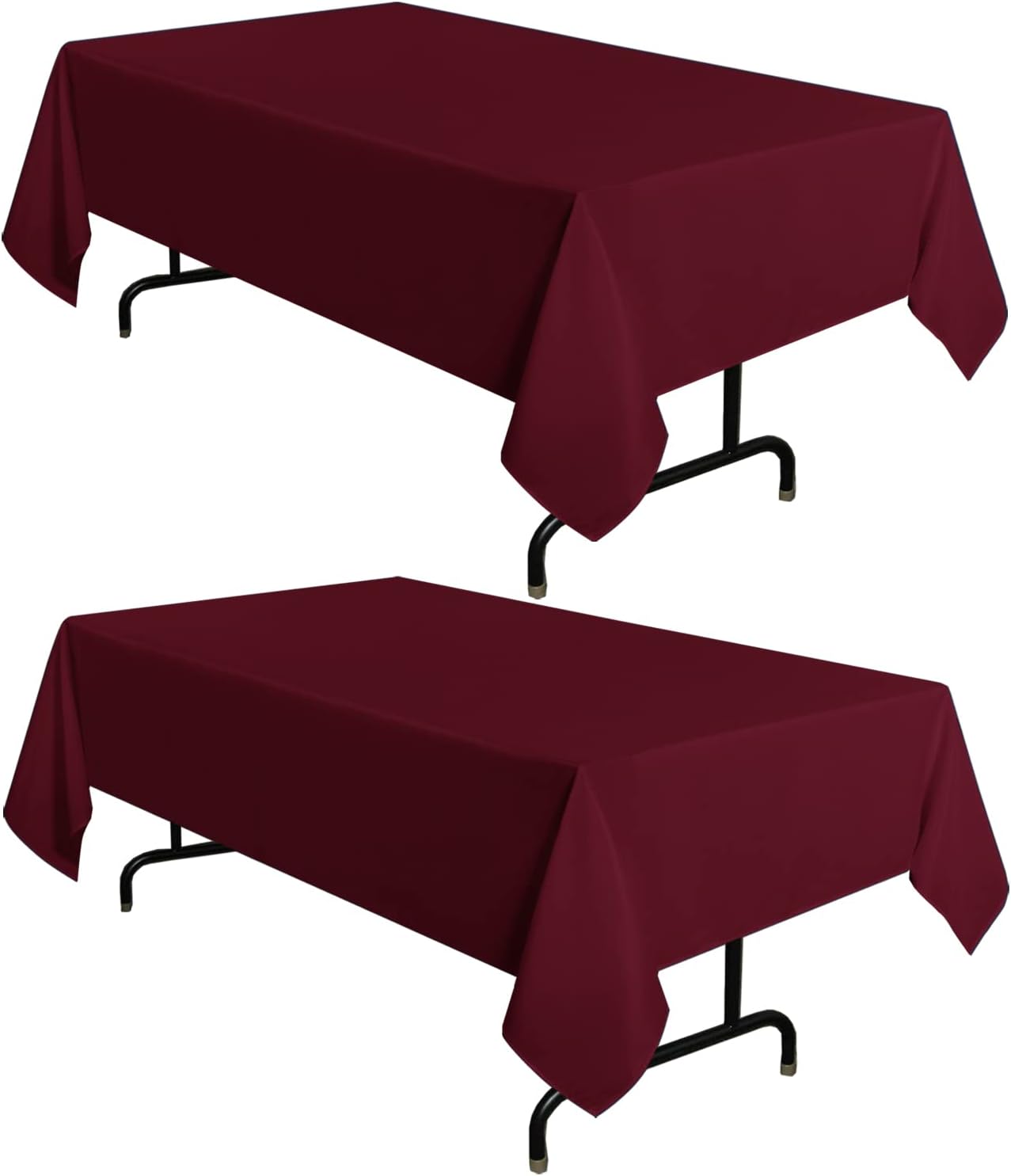 sancua 2 Pack Burgundy Tablecloth 54 x 78 Inch, Rectangle 4 Feet Table Cloth - Stain and Wrinkle Resistant Washable Polyester Table Cover for Dining Tables, Buffet Parties and Camping