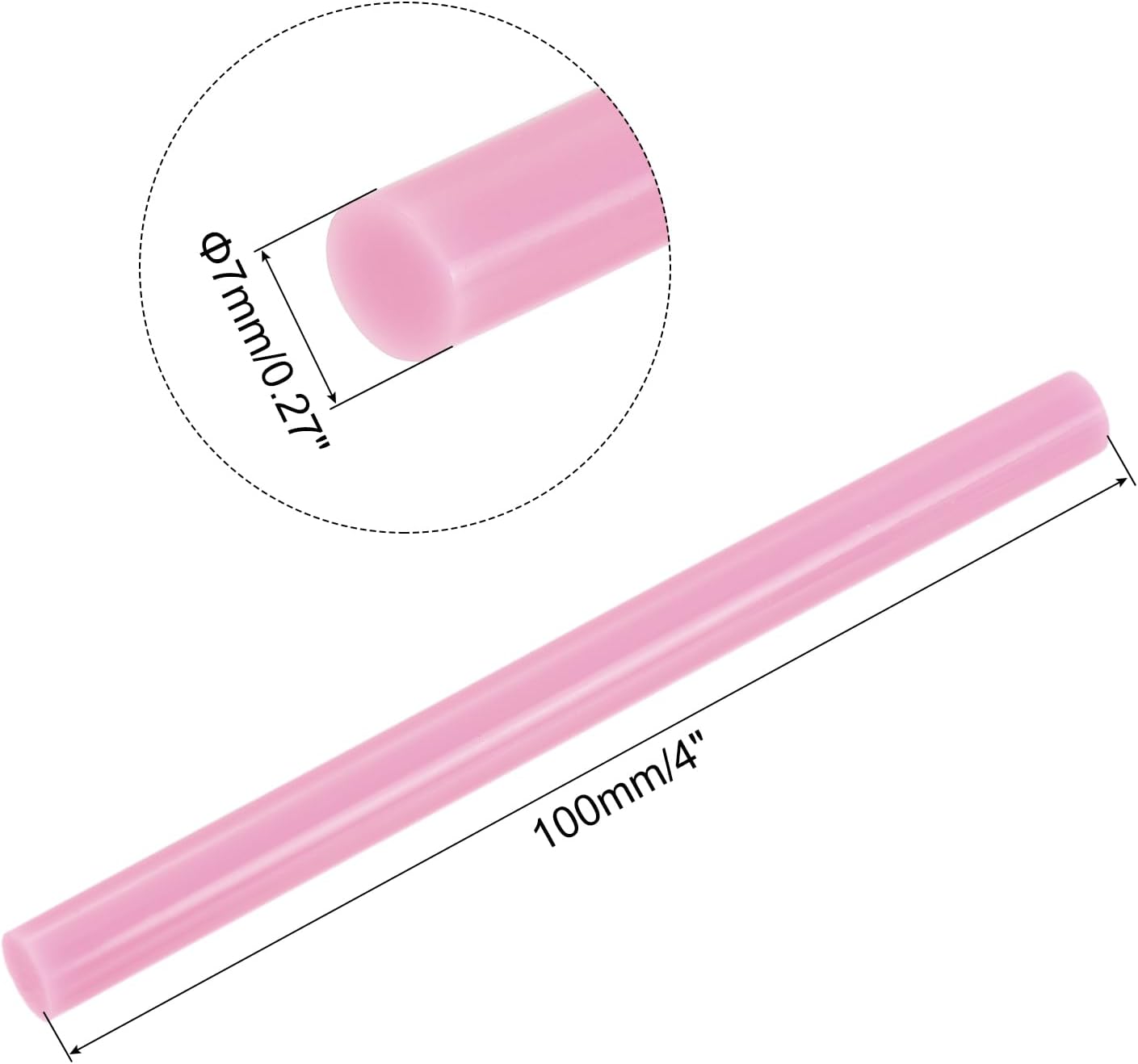 uxcell 20pcs Hot Glue Sticks for Glue Gun 7mm/0.27-inch x 4-inch Mini Hot Melt Adhesive Glue Stick Pink