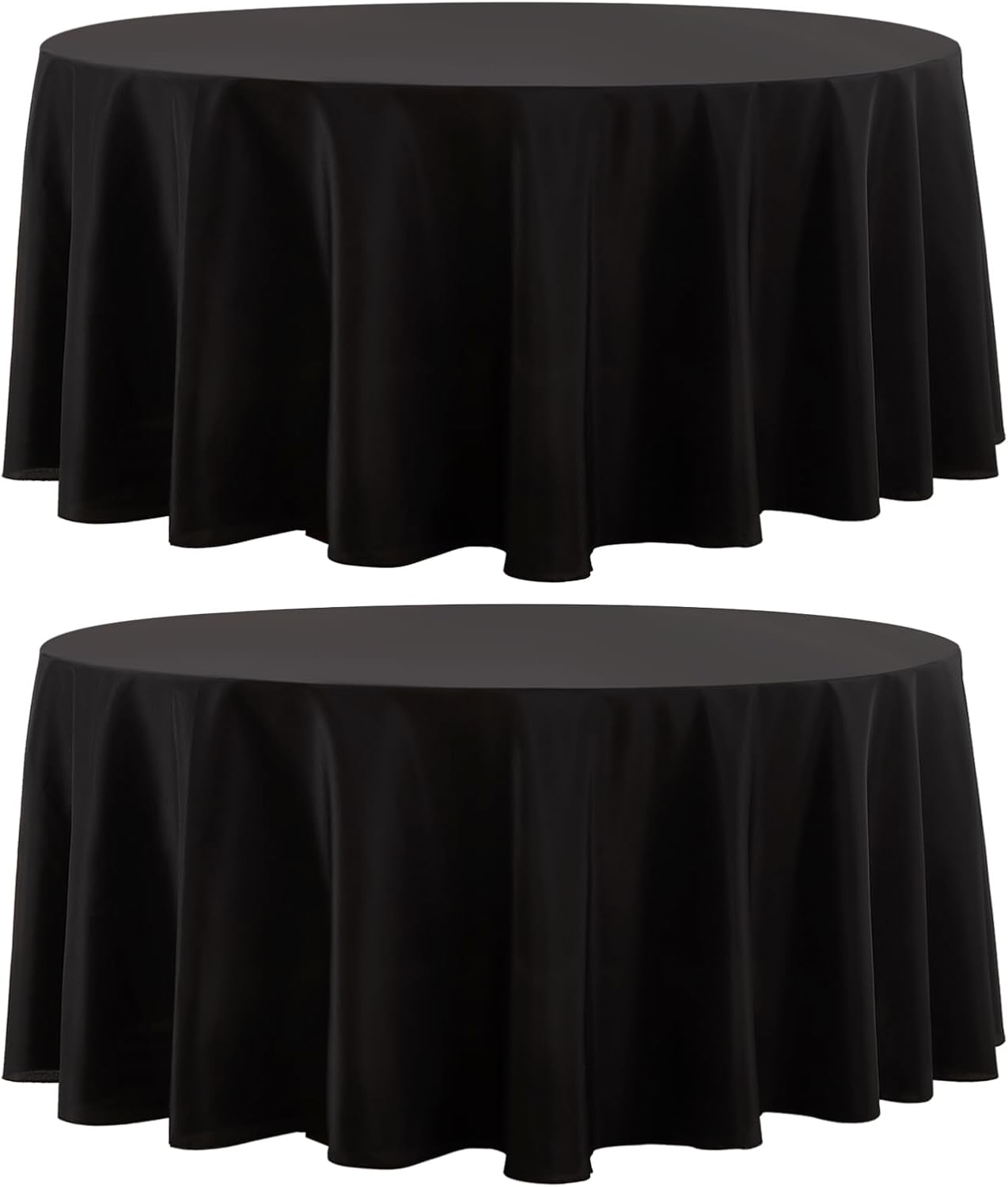 Round Tablecloth 2 Pack 120 Inch Black Tablecloths Washable Decorative Linen Polyester Table Clothes Cover for Dining Table Banquets Buffet Parties and Wedding