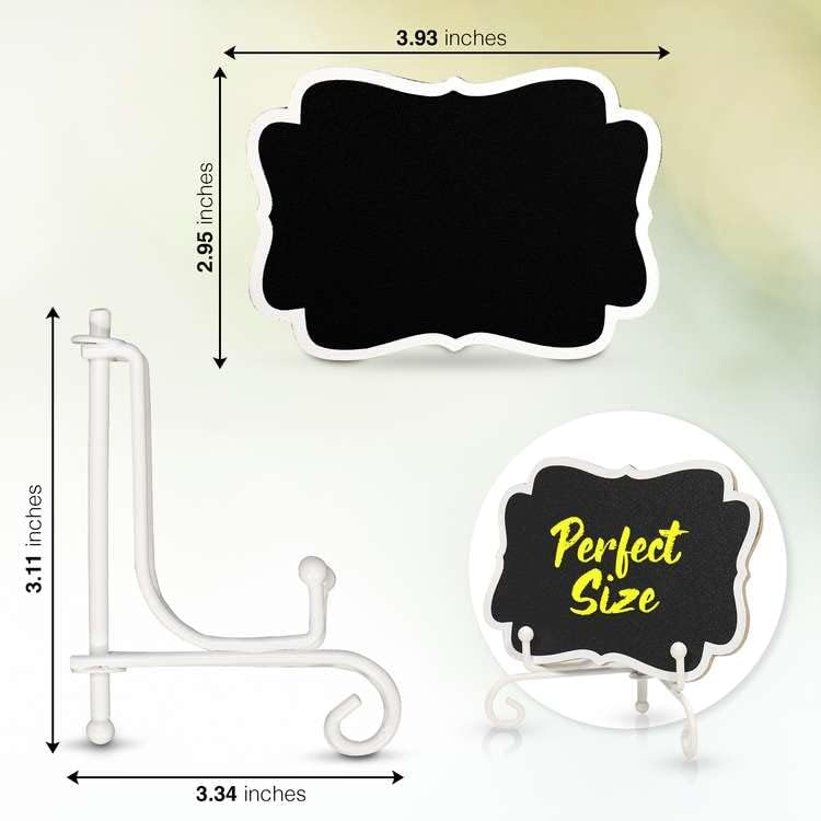 Mini Chalkboard Signs for Food Labels for Party Buffet, Small Place Cards or Name Tags with Iron Stand for Chafing Dish, Mimosa Bar Supplies, Wedding Chalk Board Sign with 2 Pens, 10 Pack White