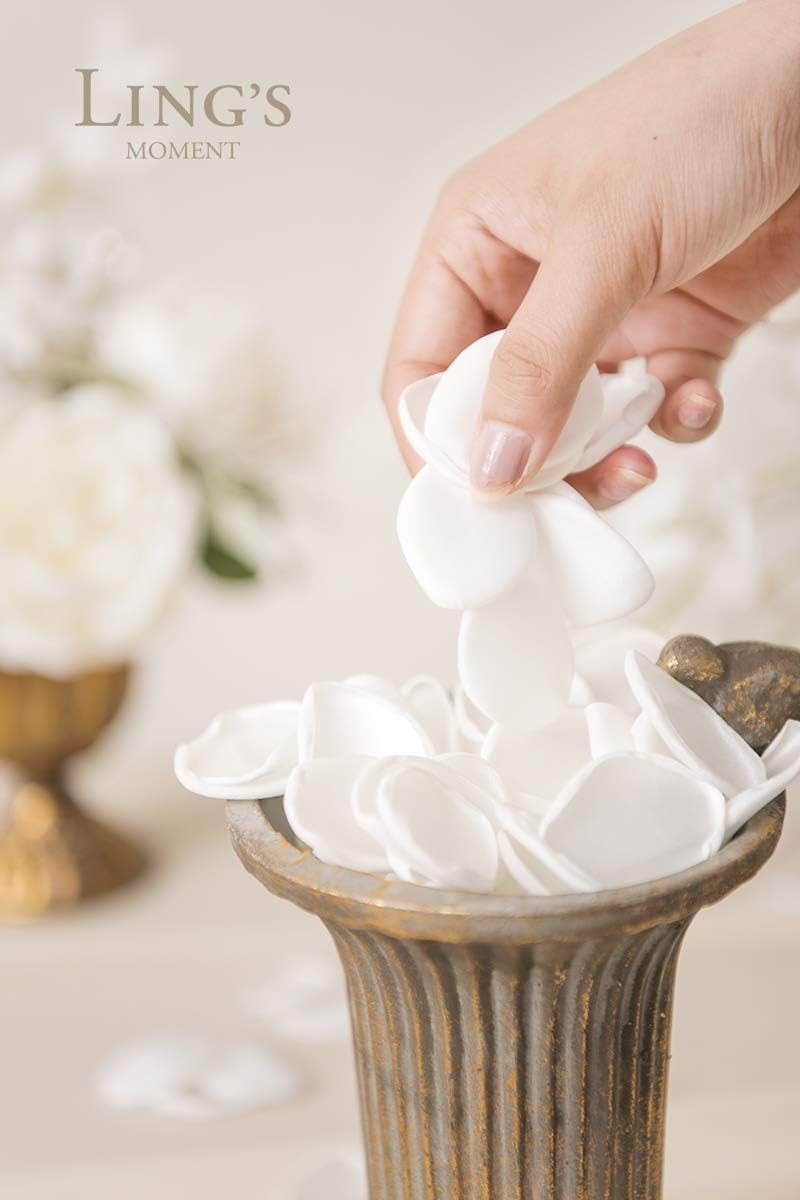 Ling's Moment Rose Petals, Silk Flower Petals for Wedding/Aisle/Flower Girl Baskets/Table Centerpiece Décor,etc.White Ivory 200pcs