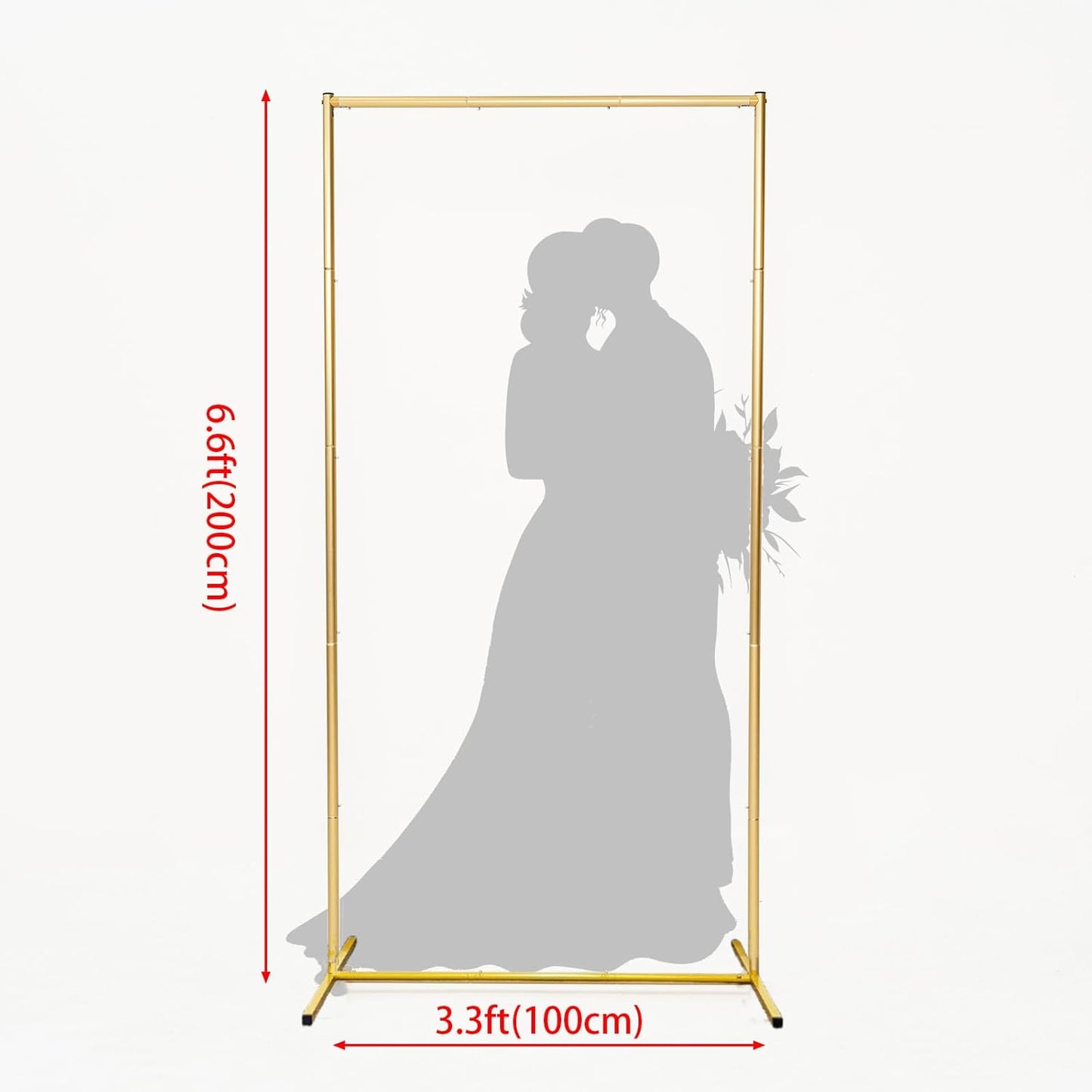 Wedding Square Balloon Arch Stand, Gold Backdrop Stand 6.6 x 3.3 FT Metal Party Frame for Wedding Ceremony Bridal Archway Birthday Party Decoration Harfirbe