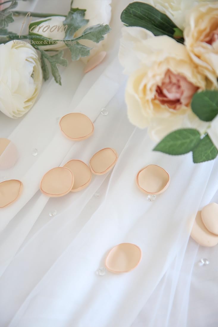 Floroom 300pcs Rose Petals Champagne Gold Faux Silk Flower Petals for Wedding Flower Girl Basket Aisle Scatter Dinner Table Centerpieces Party Confetti Bridal Shower Romantic Night Decoration