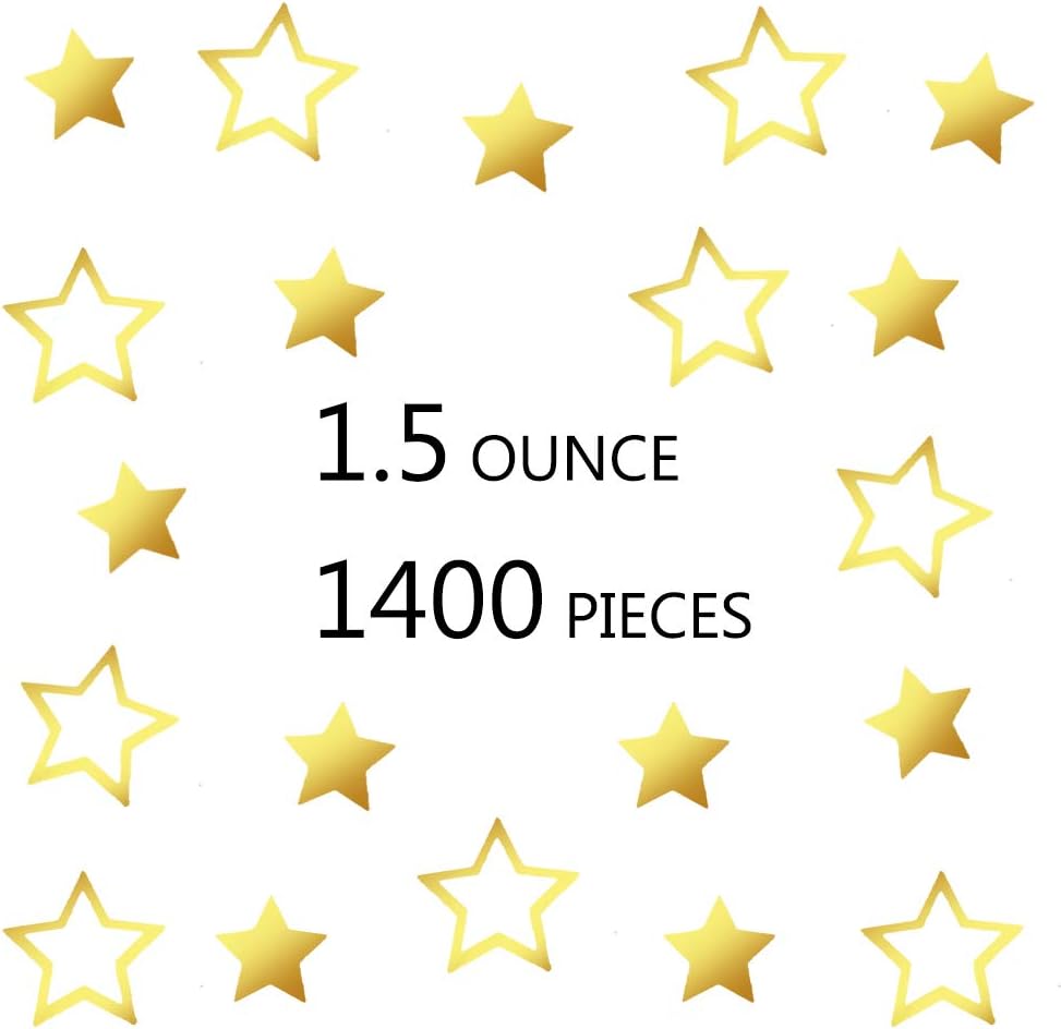 Confetti Star Metallic Foil Confetti Sprinkles for Wedding/Birthday/Festival Party Decorations 1.5OZ(Gold, 24mm&18mm)
