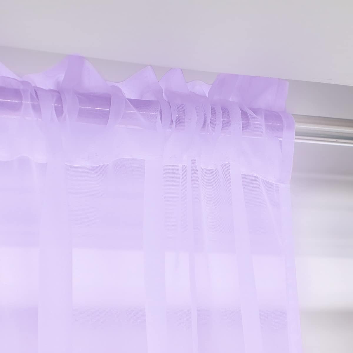 Window Purple Sheer Curtains 60 Inches Width 45 Inches Long 2 Panels Sheer Curtain Clear Curtains Basic Rod Pocket Panel for Home Living Room Bedroom Kids Room Yard Patio Parlor Sliding