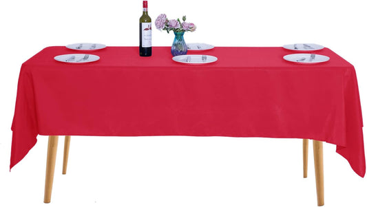 Ascoza 2pack 60x102 Inch Red Rectangular Tablecloth 6 Feet Table Cloth in Polyester Fabric for Wedding/Banquet/Restaurant/Parties