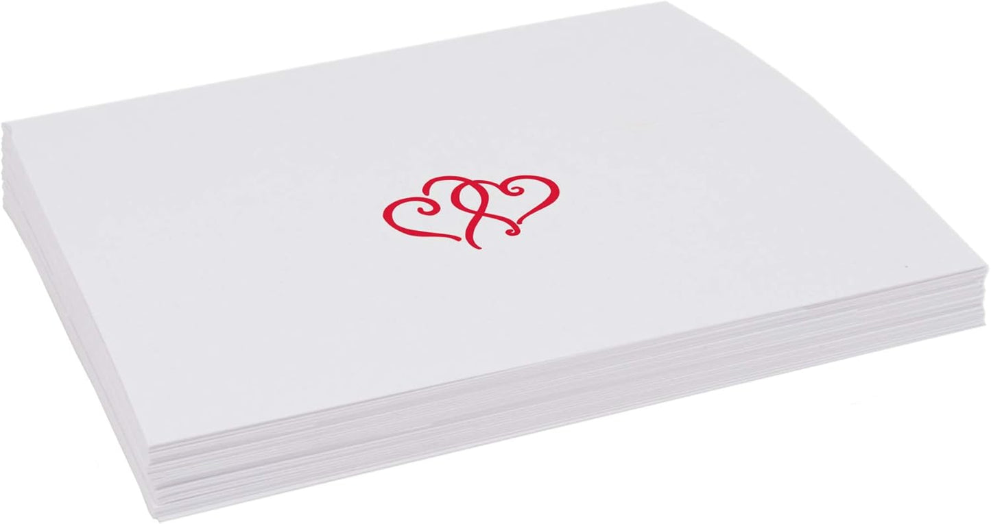 Linked Hearts Place Cards, Ruby Red (Choose Color), Set of 60, Pre-cut and Scored - Wedding, Party, Dinner, and Special Events - Made in the USA