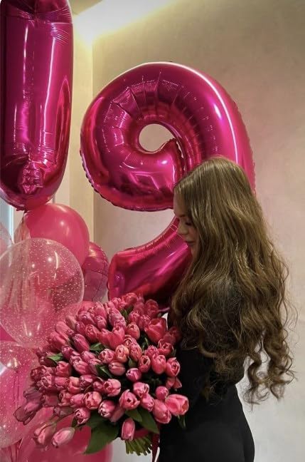40 Inch Hot Pink 1 Number Balloon, 1 Number Balloons Birthday Decorations for Girl Kids Toddler Baby, Giant Number 1 Balloon