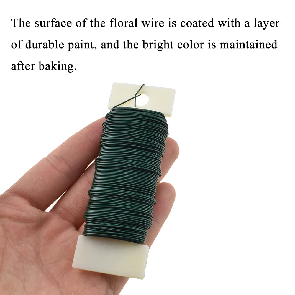 HAHIYO 22Gauge Green Flexible Metal Floral Wire - 1 Roll, 38 Yards (115 Feet) for Crafts, Christmas Wreaths, Tree & Flower Arrangement, Wedding DIY