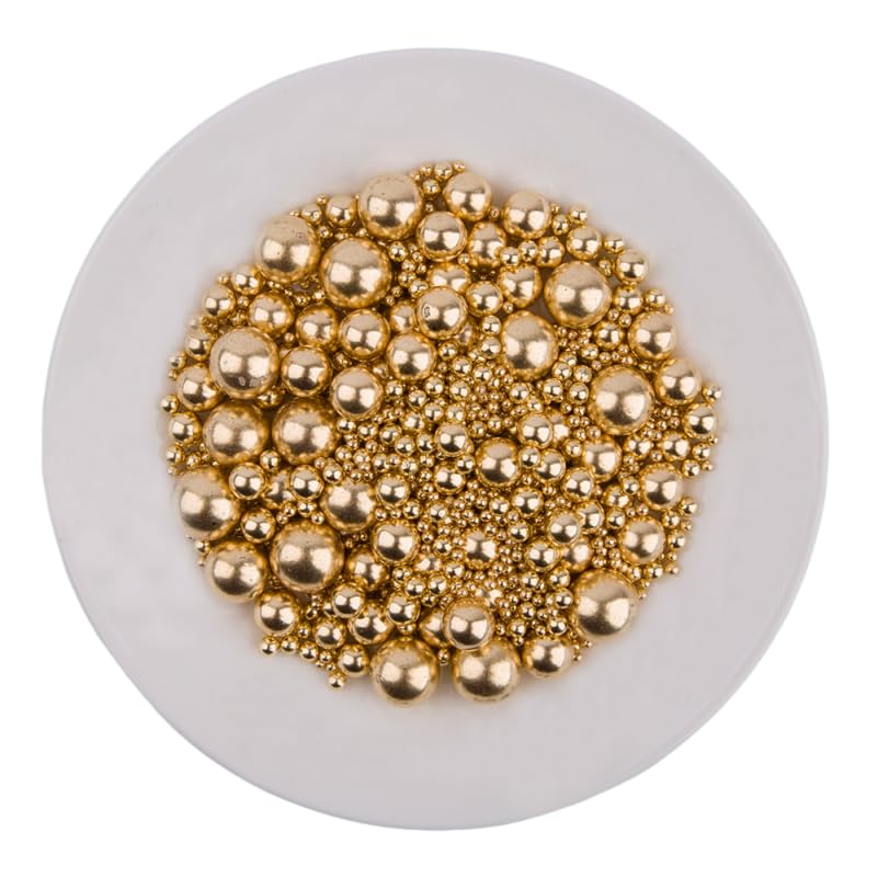 Edible Bright Gold Sugar Pearls Candy Sprinkles 120G/ 4.23Ounce Baking Cake Sprinkles Cupcake and Cake Topper Cookie Decorations Wedding Party Valentines Halloween Christmas Supplies