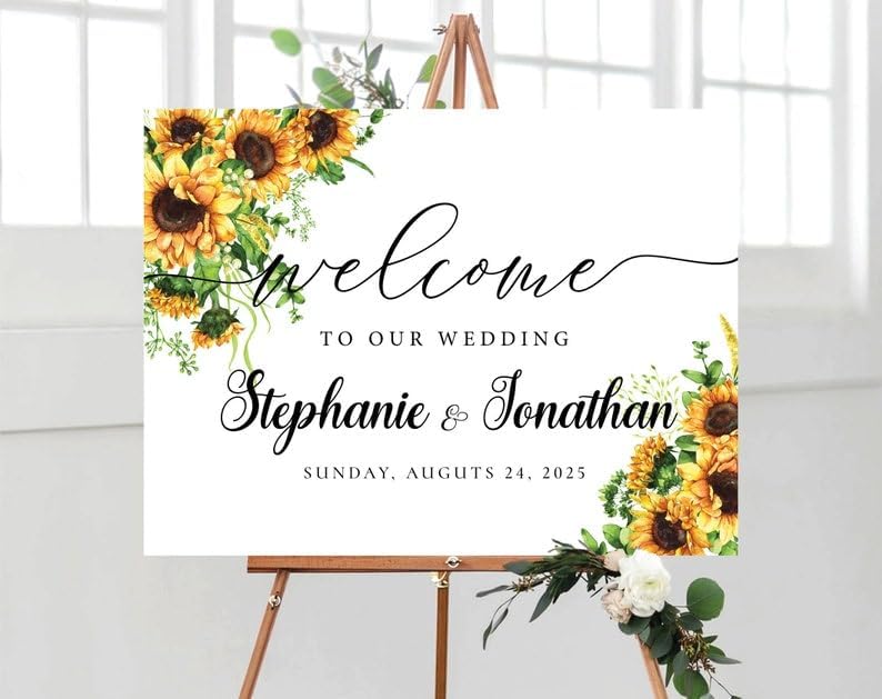 Sunflower Wedding Welcome Sign, Wedding Ceremony Sign, Welcome to our Wedding Sign, Unique Wedding Sign, Sunflower Wedding Reception Sign