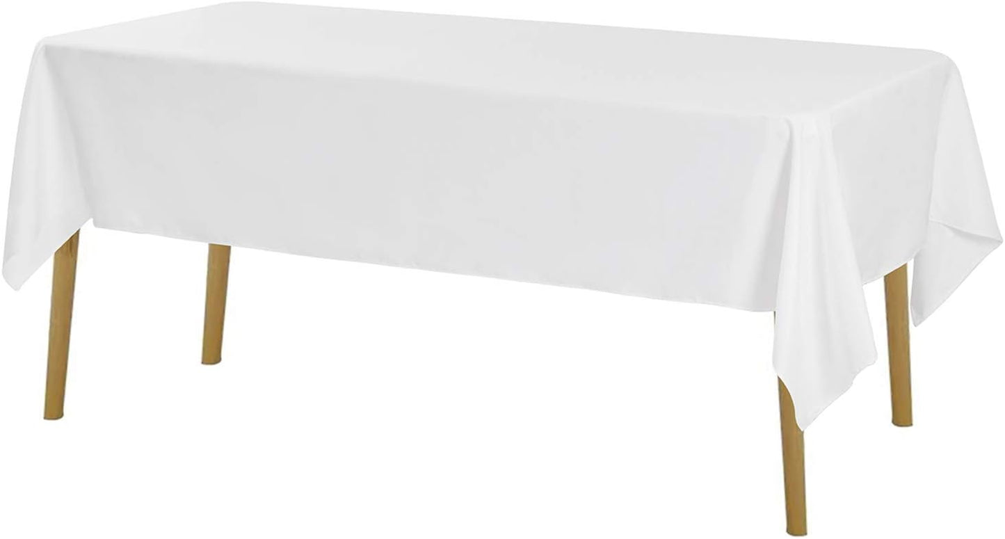 Rectangle Tablecloth 60x84 inch Washable Polyester Fabric Table Cloth for Wedding Party Dining Banquet Decoration（60x84, White）
