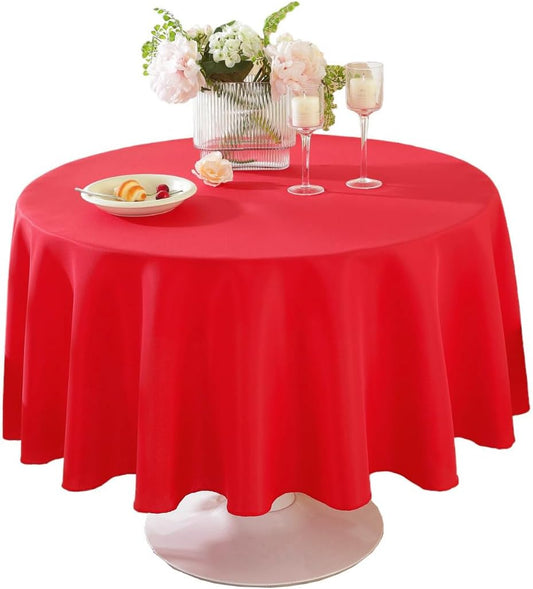 Craft And Party Round Tablecloth, 70 Inch Red Tablecloth, Polyester Fabric Washable Table Cloth for Home, Party, Wedding or Restaurant Use.