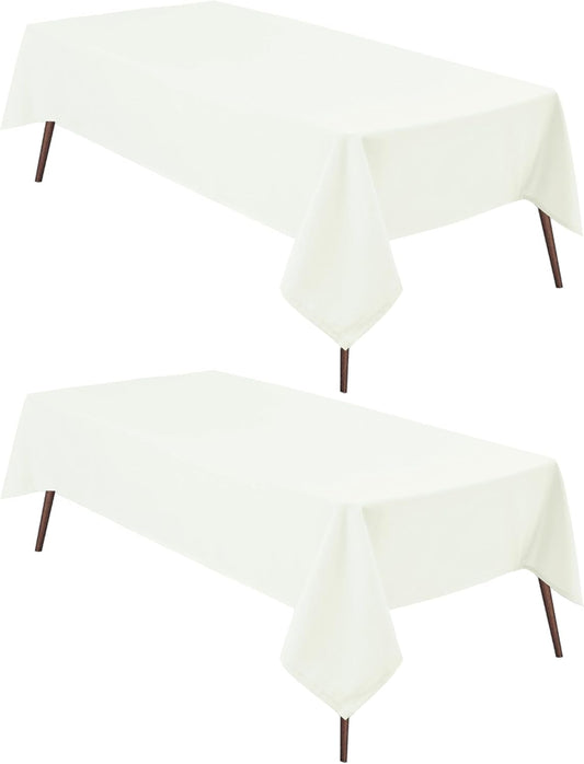 Hiasan 2 Pieces Ivory Tablecloth Rectangle - Waterproof and Spillproof Washable Fabric Table Cloth for Card Tables, 54 x 108 Inch