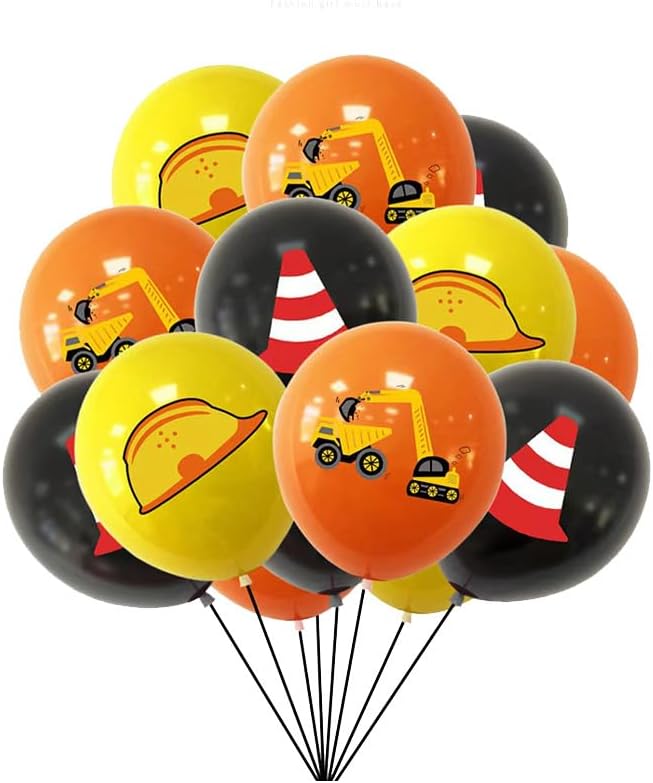Construction Birthday Party Decorations Set, Happy Birthday Banner, Balloons, Cupcake Toppers, construction vehicles Theme