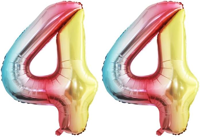GOER Rainbow Foil Balloons Number 4,Huge Number Balloons for 4th Birthday Party Supplies Anniversary Decorations (3 pcs,42 inch,32 inch,16inch)